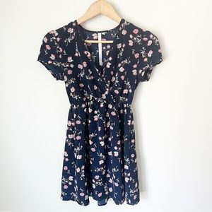 Urban Outfitters Reformed Floral Wrap Mini Dress Navy XS